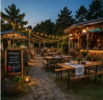 Path through the festival kitchen seating area