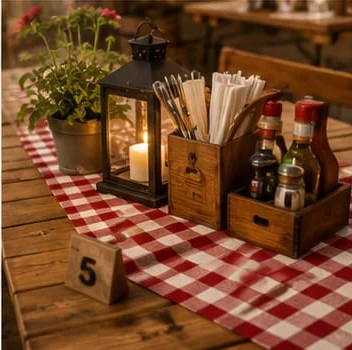 Lantern and table details at the festival kitchen