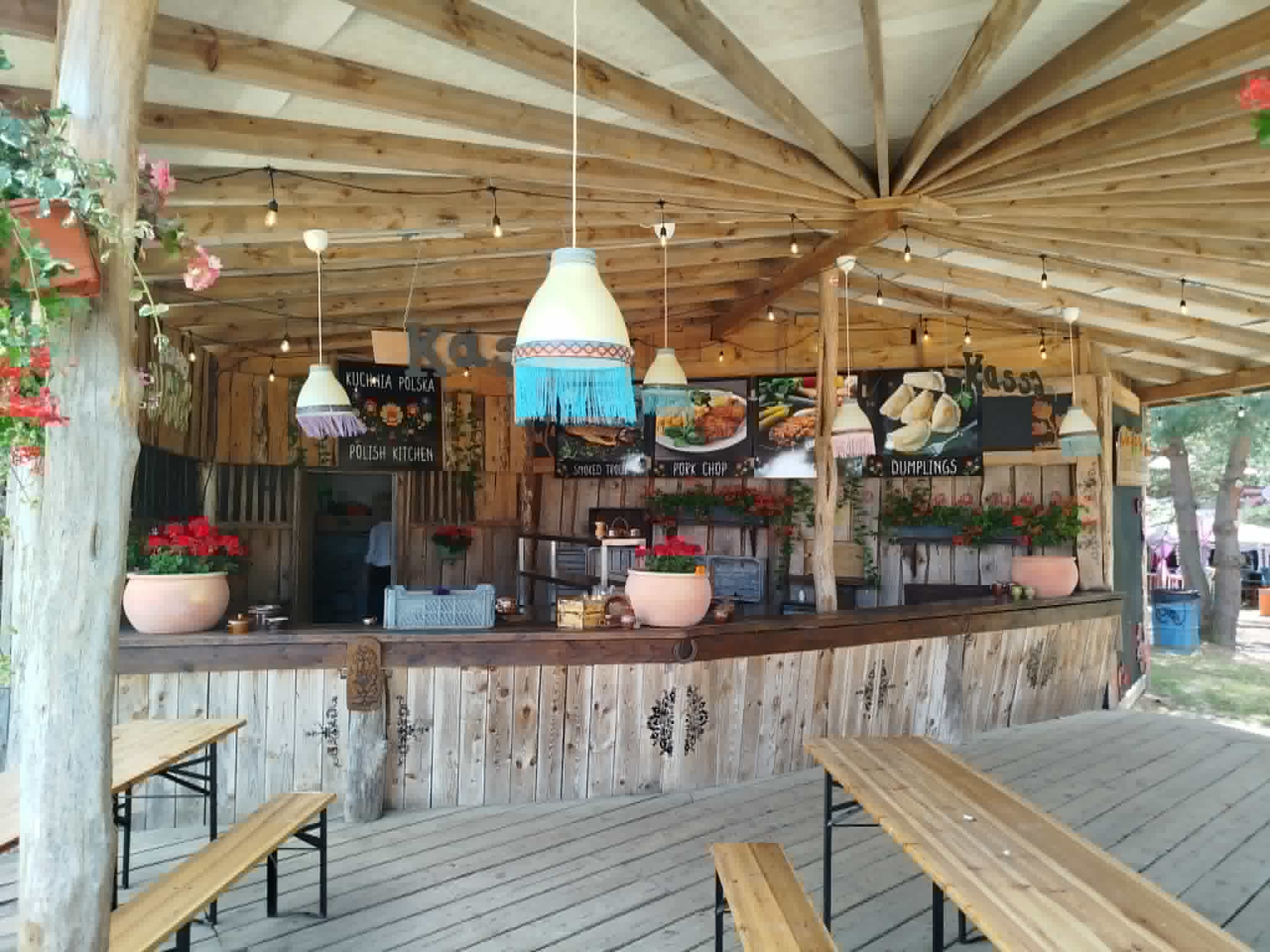 The real wooden Polish Kitchen counter and menu boards